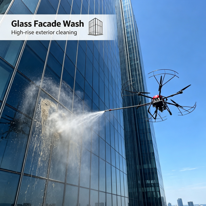 How does a tethered cleaning drone work - full system working principle diagram