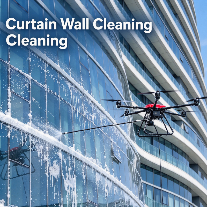 - Window cleaning drone reaching upper windows without scaffolding