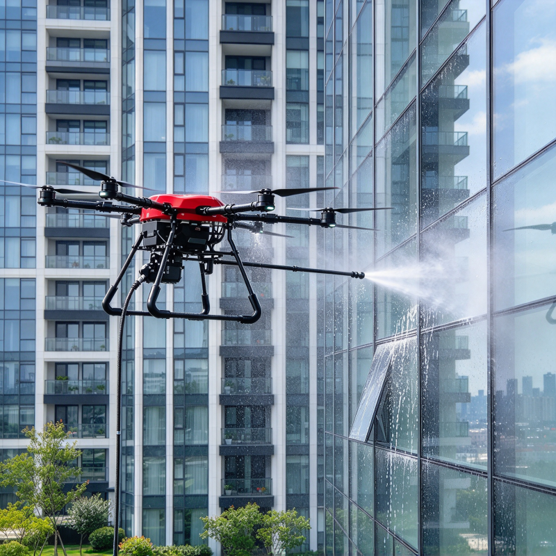 - Ground operator controlling the alternative to rope access cleaning system
